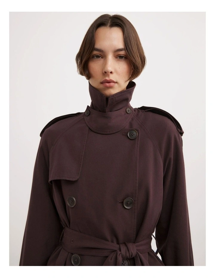Longline Trench Coat in Espresso image 3