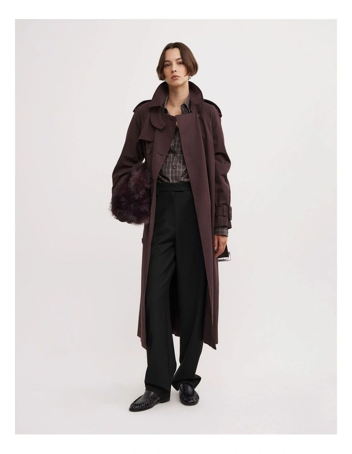 Longline Trench Coat in Espresso image 4