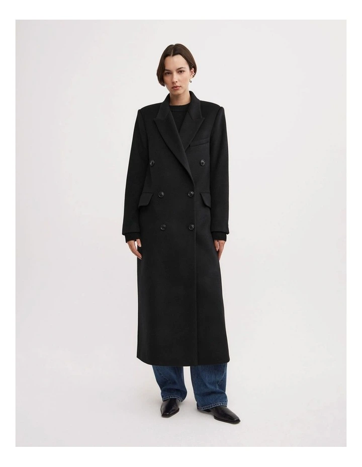 Double Breasted Coat in Black image 1
