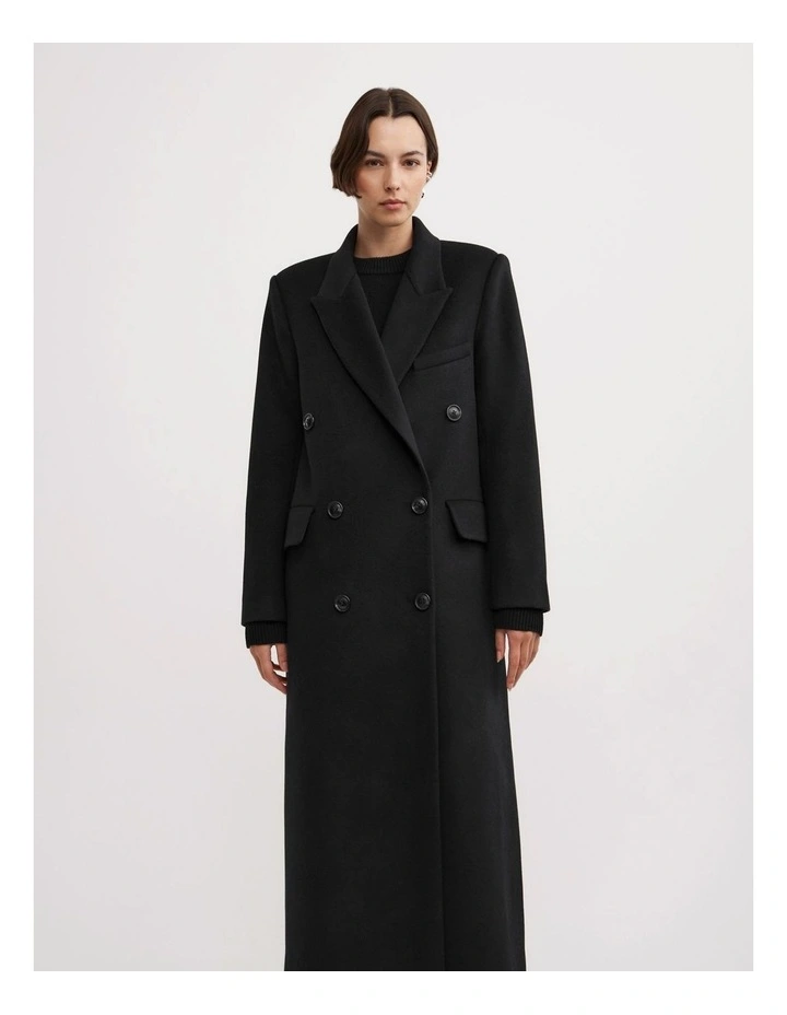 Double Breasted Coat in Black image 2
