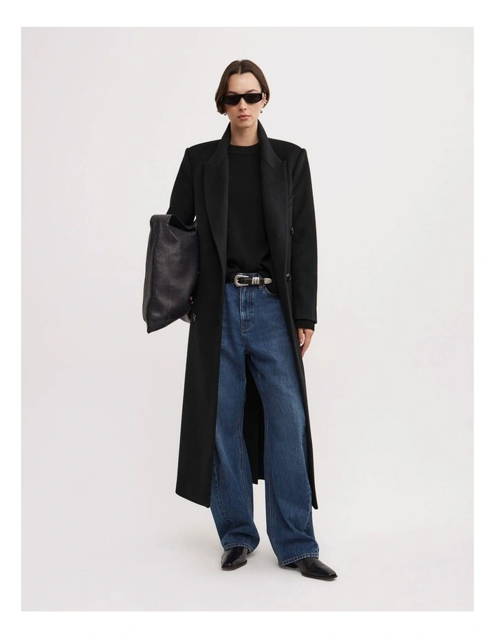 Double Breasted Coat in Black image 3