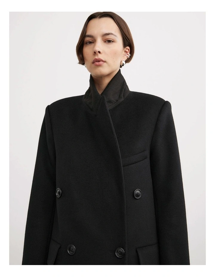 Double Breasted Coat in Black image 4