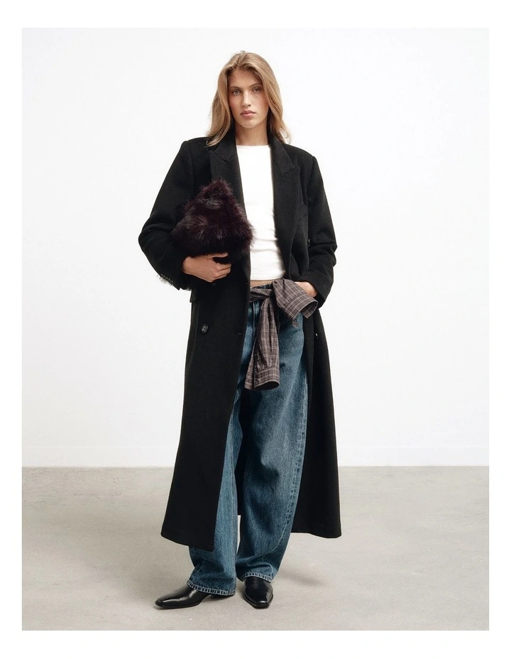 Double Breasted Coat in Black image 6