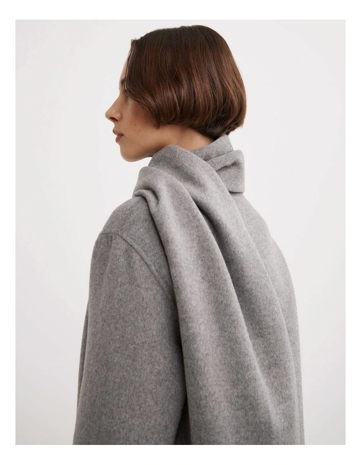 Crop Scarf Coat in Light Grey Marle image 4