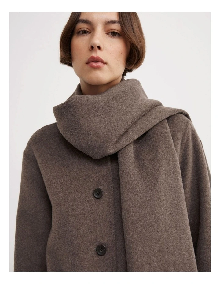 Crop Scarf Coat in Chocolate Marle image 3