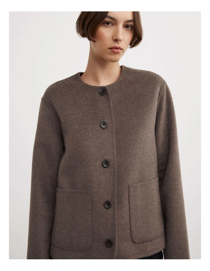Crop Scarf Coat in Chocolate Marle image 4