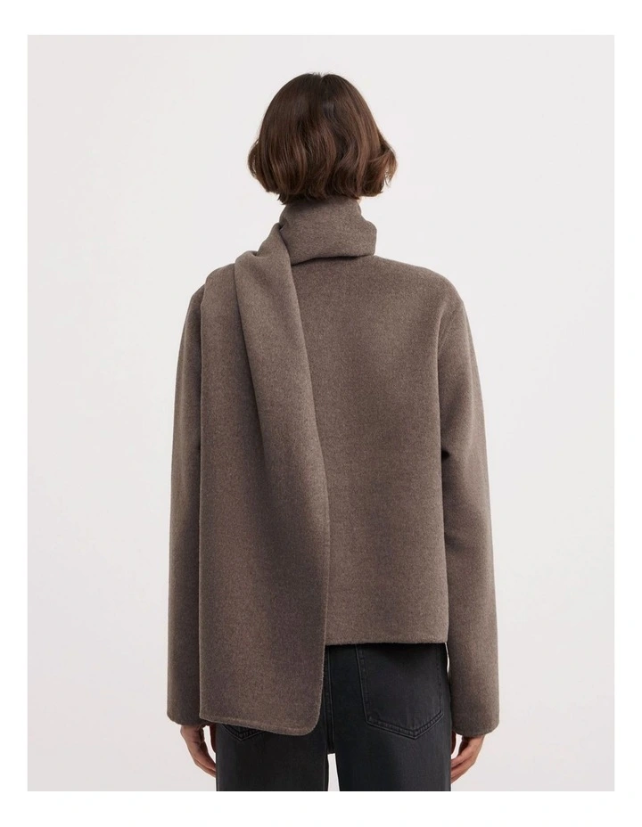 Crop Scarf Coat in Chocolate Marle image 5
