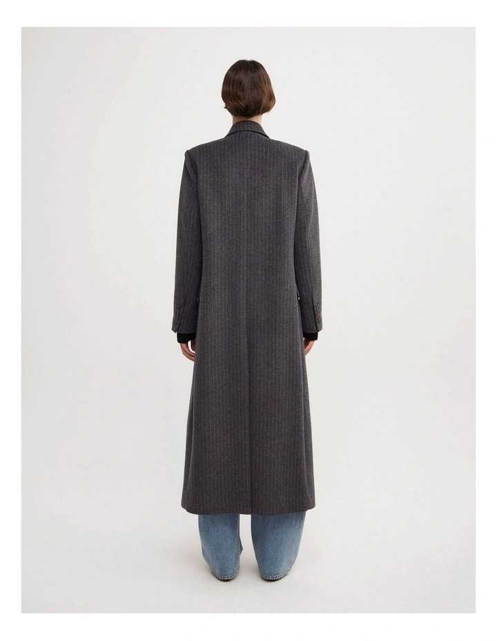 Double Breasted Coat in Charcoal Pinstripe image 5