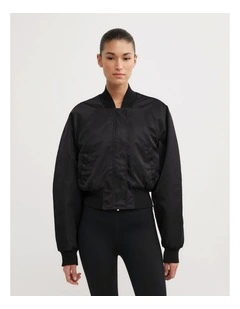Nylon Bomber Jacket in Black