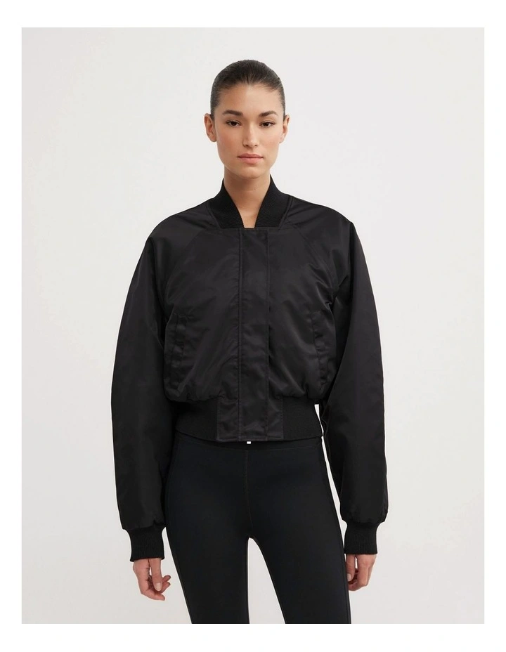 Nylon Bomber Jacket in Black image 1