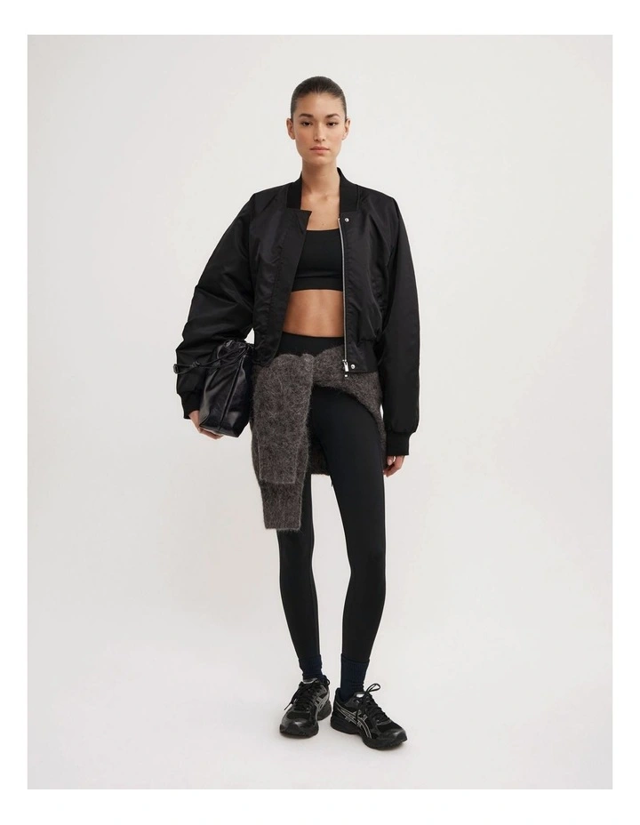 Nylon Bomber Jacket in Black image 2