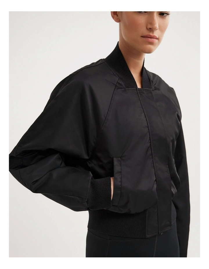 Nylon Bomber Jacket in Black image 4