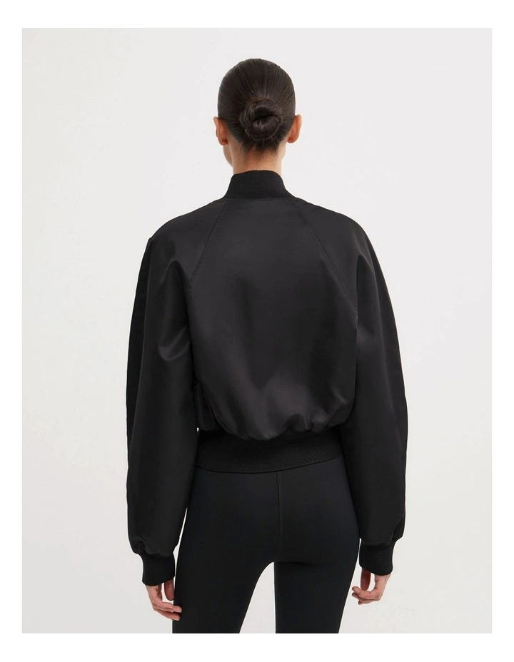 Nylon Bomber Jacket in Black image 6