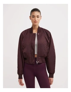 Nylon Bomber Jacket in Aubergine