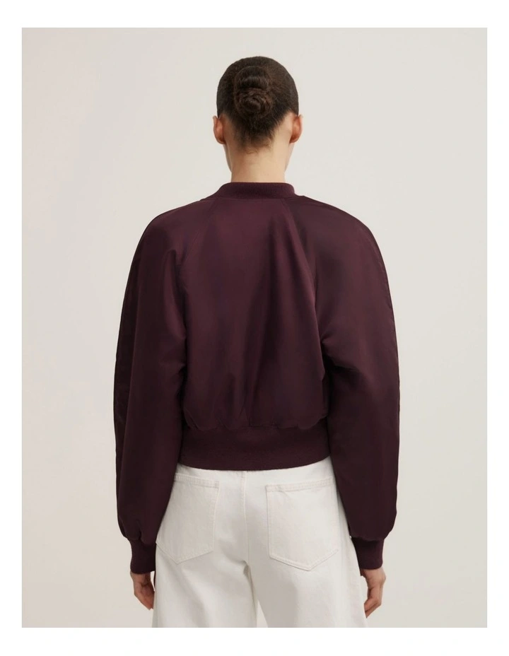 Nylon Bomber Jacket in Aubergine image 2