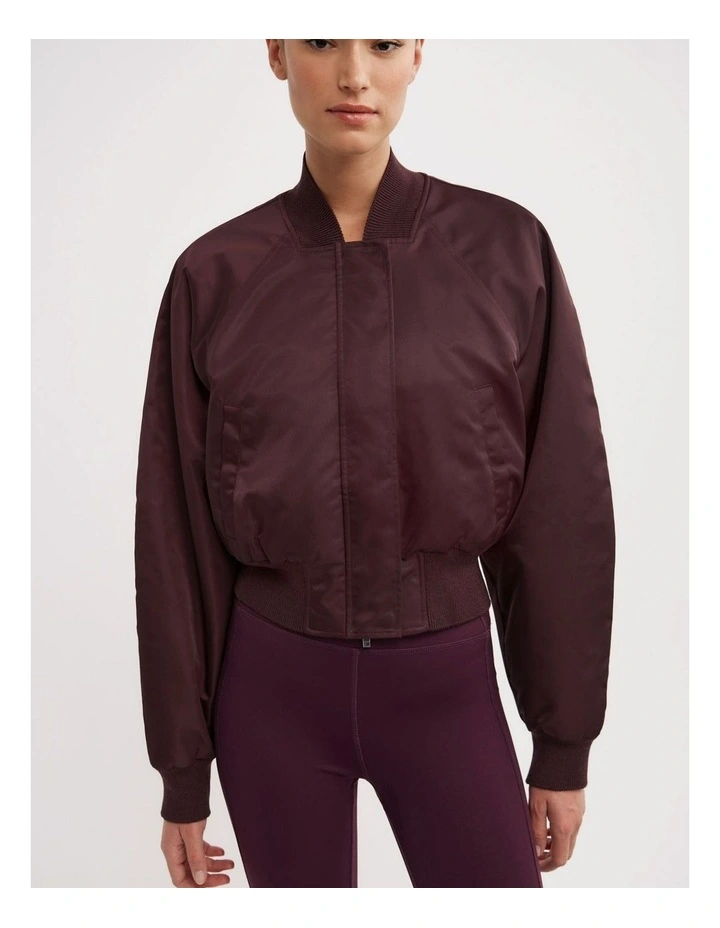Nylon Bomber Jacket in Aubergine image 3
