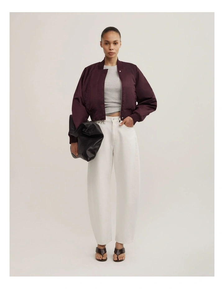 Nylon Bomber Jacket in Aubergine image 4