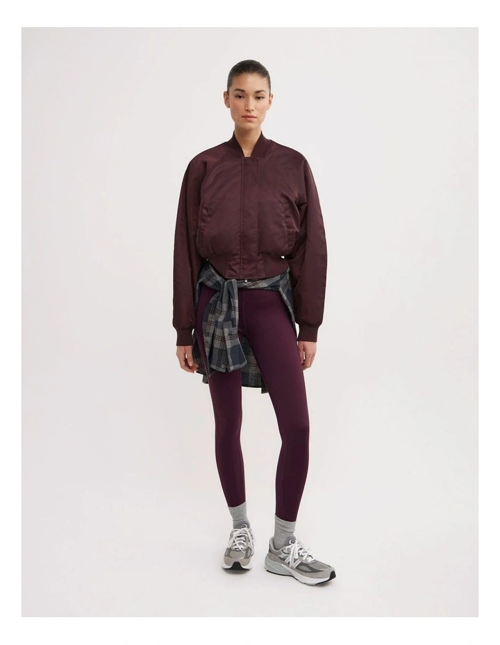 Nylon Bomber Jacket in Aubergine image 4