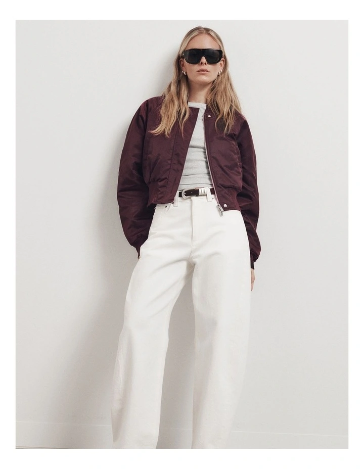 Nylon Bomber Jacket in Aubergine image 6