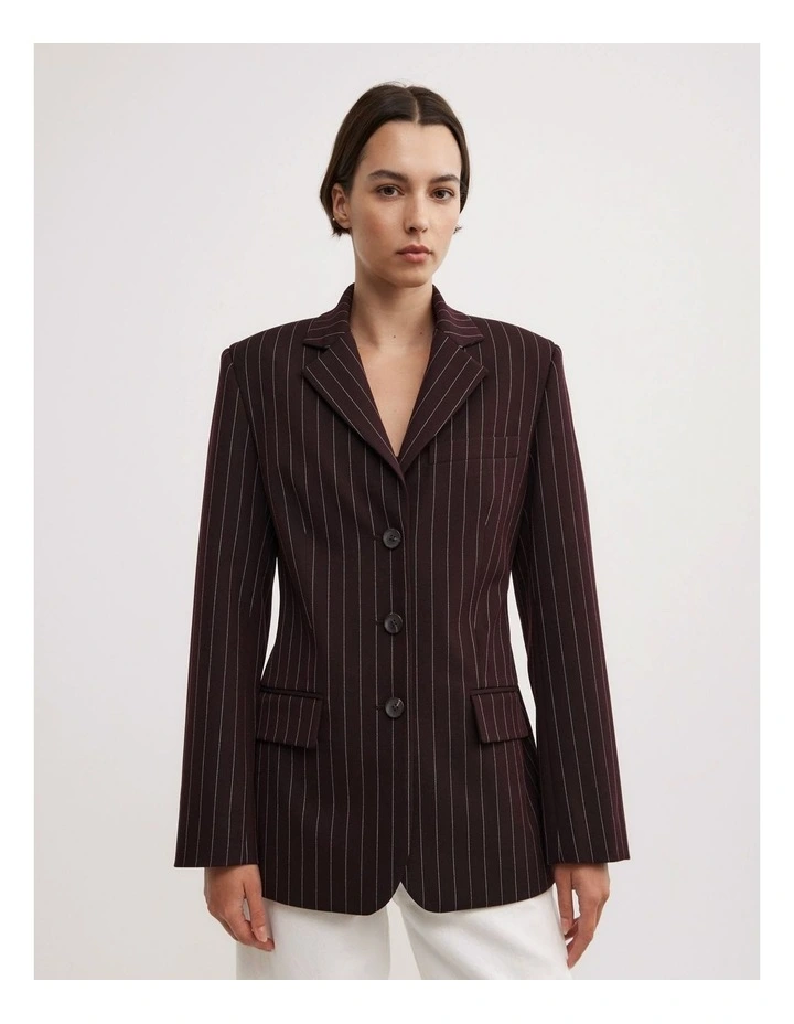 Pinstripe Blazer in Aubergine Pinstripe image 1