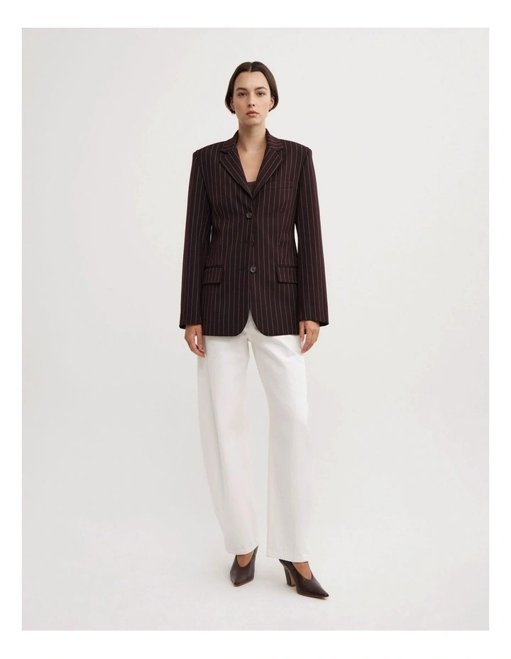 Pinstripe Blazer in Aubergine Pinstripe image 4