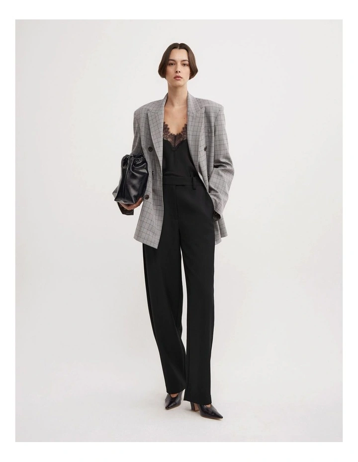 Double Breasted Blazer in Grey Check image 2