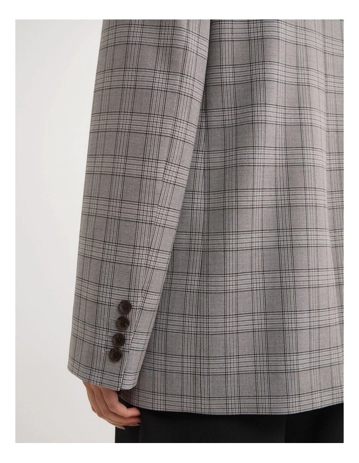 Double Breasted Blazer in Grey Check image 4