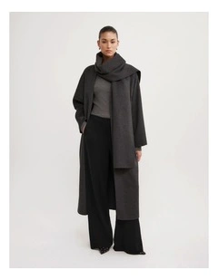 Long Scarf Coat in Charcoal Marle