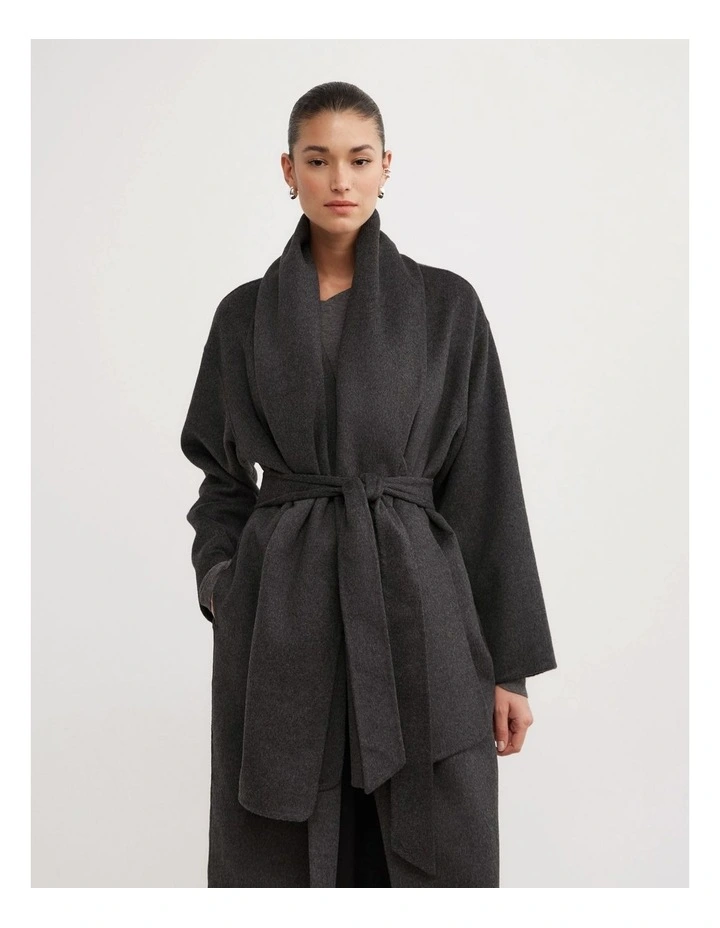 Long Scarf Coat in Charcoal Marle image 4