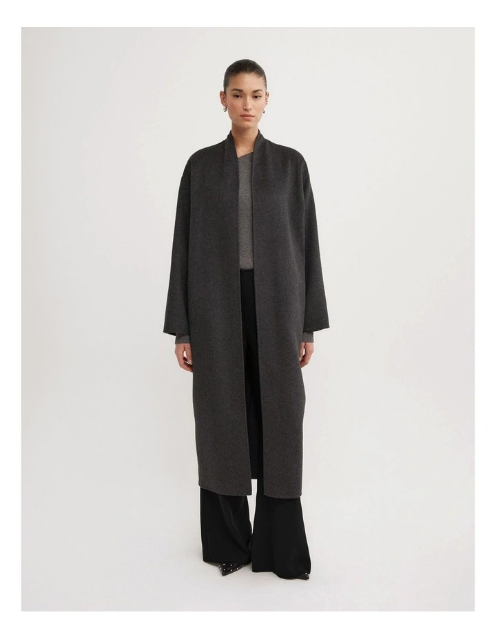 Long Scarf Coat in Charcoal Marle image 5