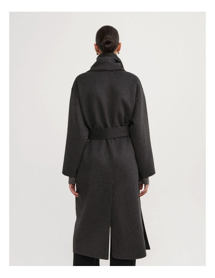Long Scarf Coat in Charcoal Marle image 6