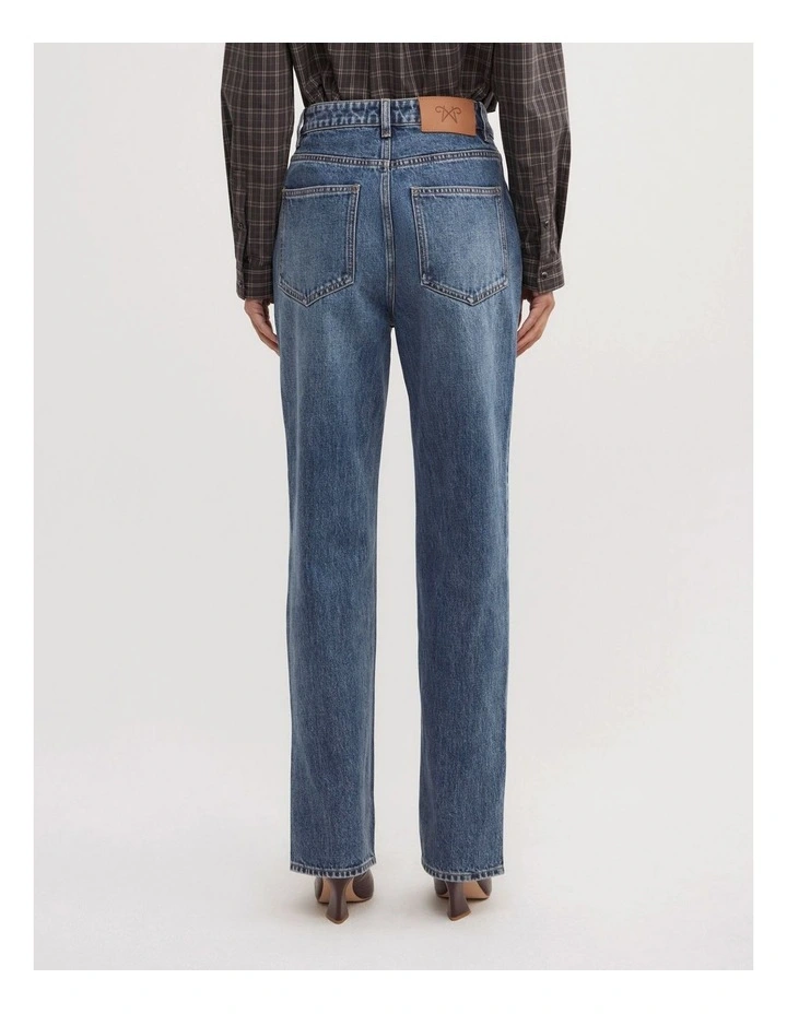 Split Detail Denim Jeans in Mid Indigo image 2