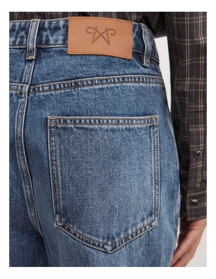 Split Detail Denim Jeans in Mid Indigo image 4