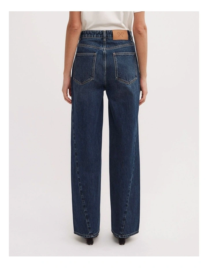 Angled Seam Denim Jeans in Marine Blue image 2