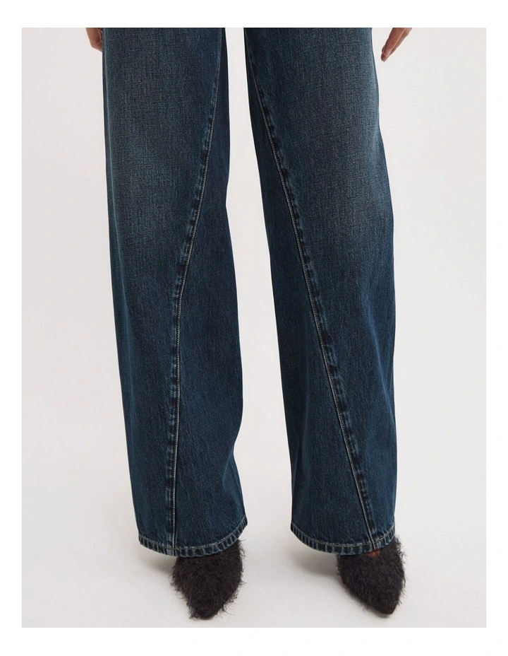 Angled Seam Denim Jeans in Marine Blue image 4