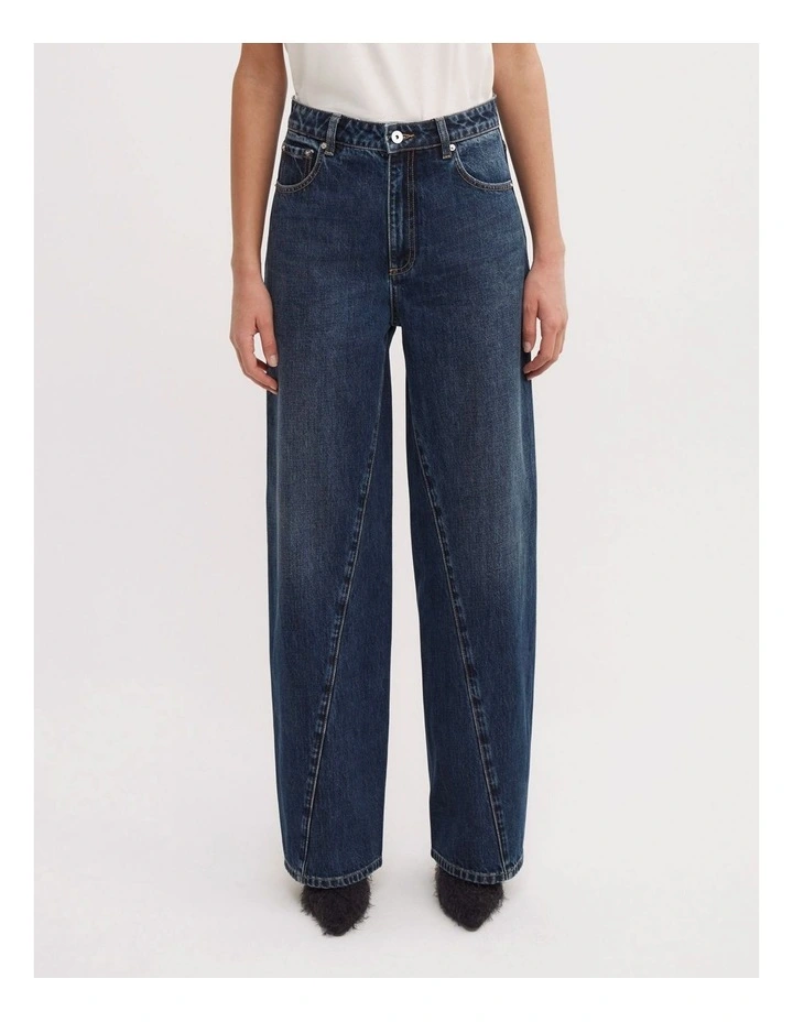 Angled Seam Denim Jeans in Marine Blue image 5