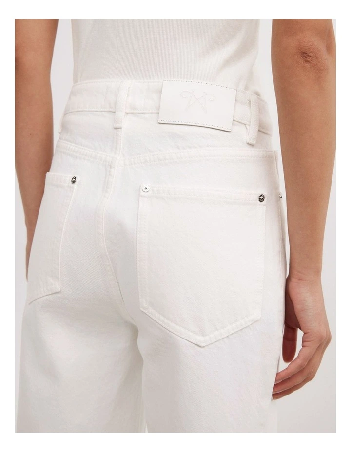 Angled Seam Denim Jeans in Parchment image 5