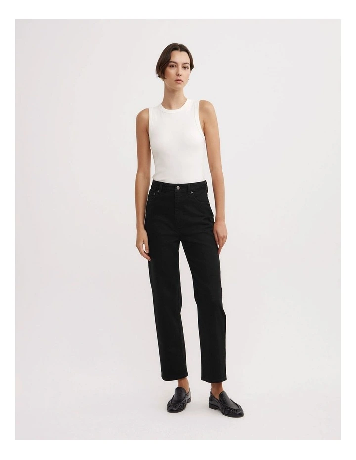 Straight Crop Jeans in Black image 1
