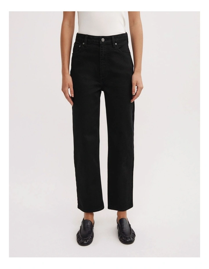 Straight Crop Jeans in Black image 2