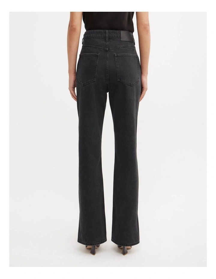 Split Detail Denim Jeans in Washed Black image 2