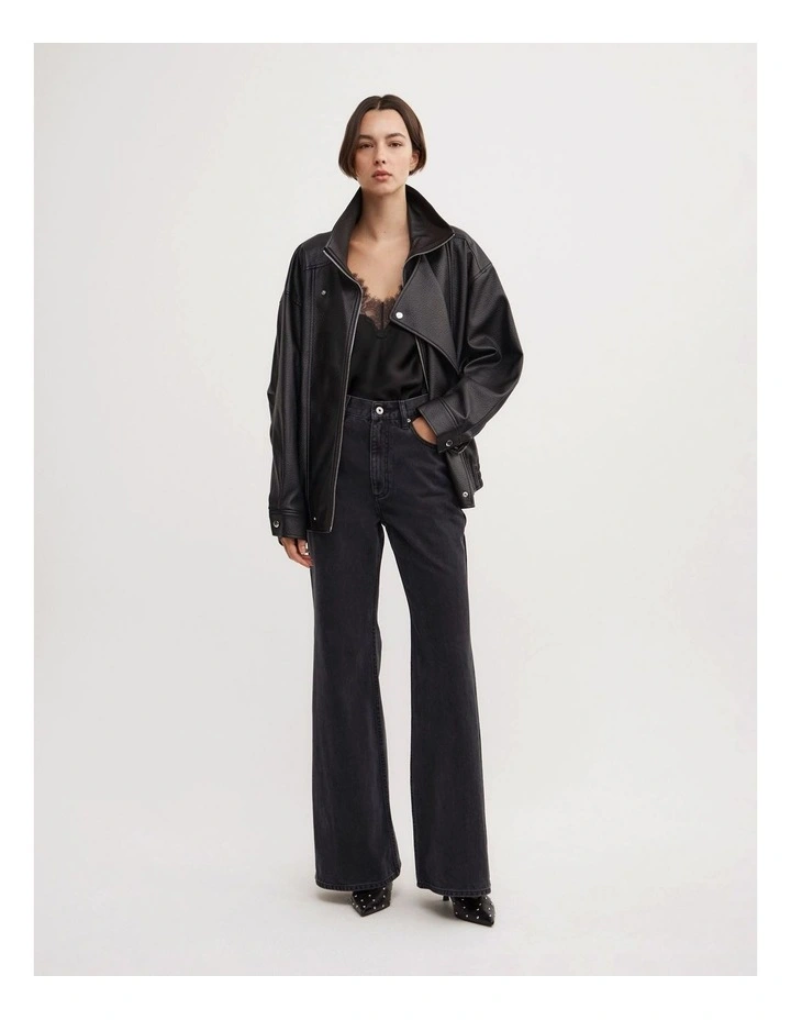 Bootcut Denim Jeans in Washed Black image 1