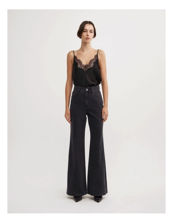 Bootcut Denim Jeans in Washed Black image 3