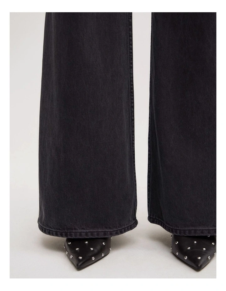 Bootcut Denim Jeans in Washed Black image 4