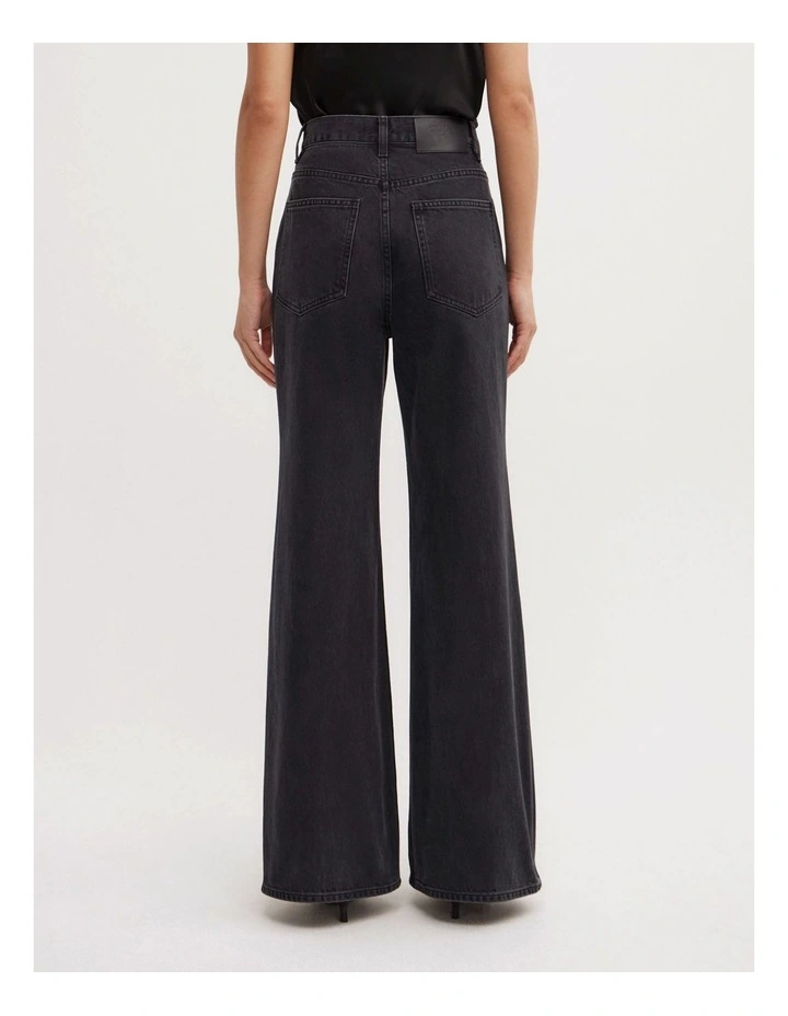 Bootcut Denim Jeans in Washed Black image 6