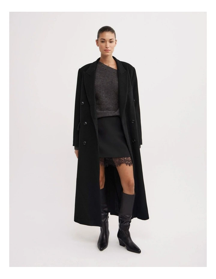 Fluffy Asymmetric Knit Jumpers in Charcoal Marle image 4