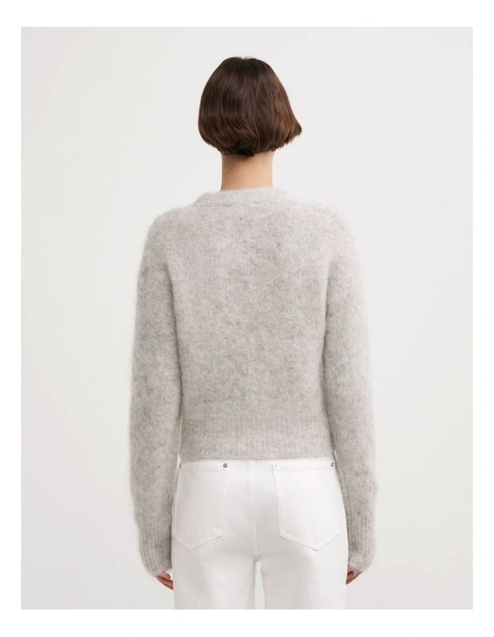 Fluffy Crew Cardigan in Light Grey Marle image 5