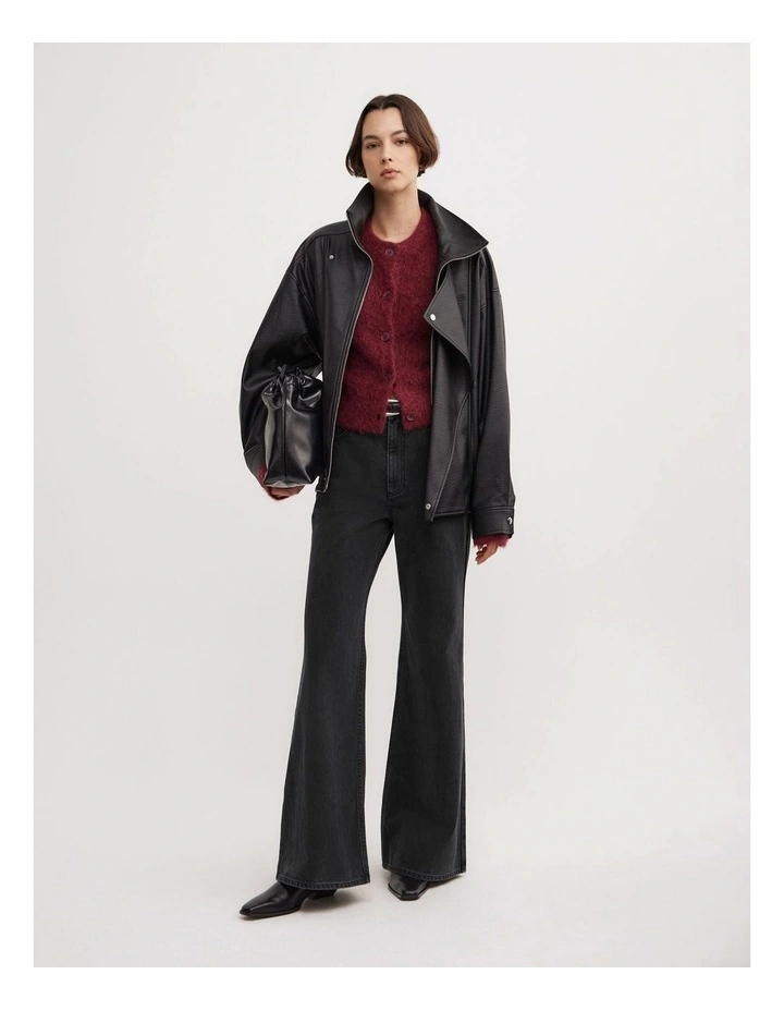 Fluffy Crew Cardigan in Ruby image 4