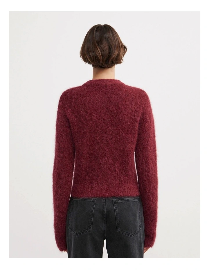 Fluffy Crew Cardigan in Ruby image 5