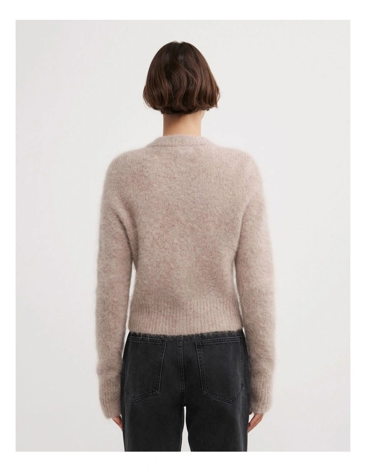 Fluffy Crew Cardigan in Truffle Marle image 5