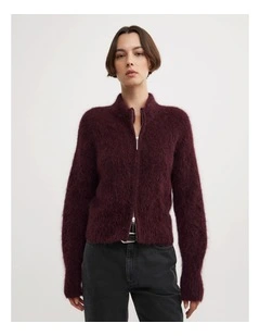 Fluffy Funnel Bomber in Aubergine